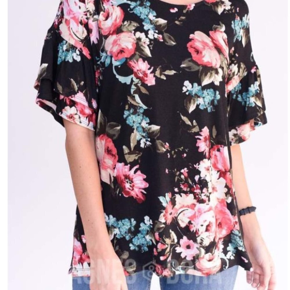 S Agnes & Dora Frill Sleeve Top E02 4534